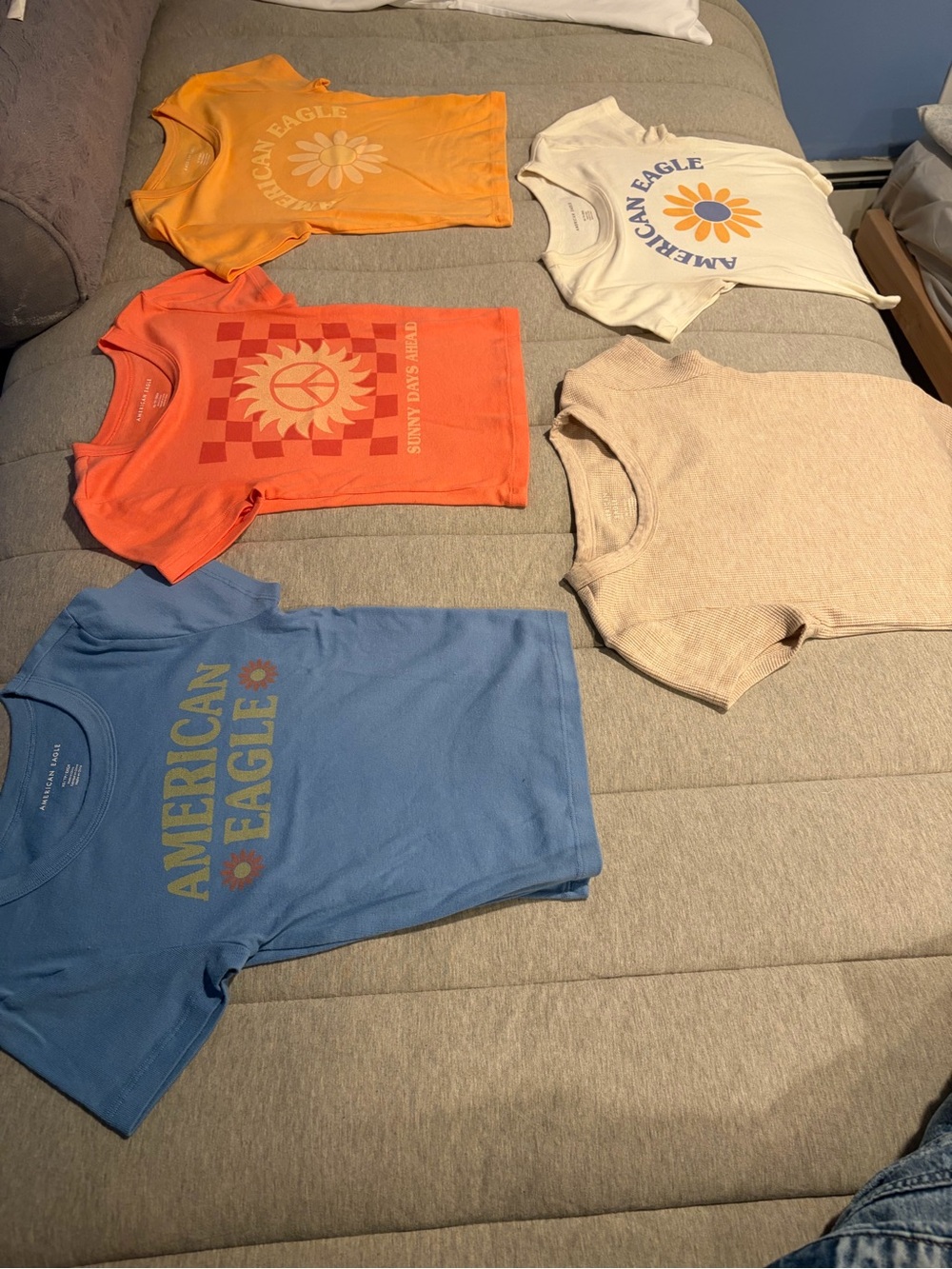 American Eagle XS Baby Tee Bundle Lot of 5 Graphic Y2K Fitted Tops
